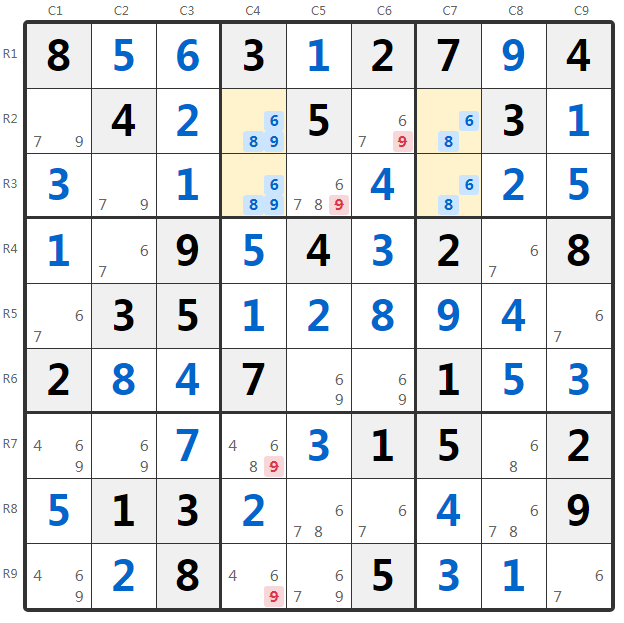 Przykład Unique Rectangle Type 2